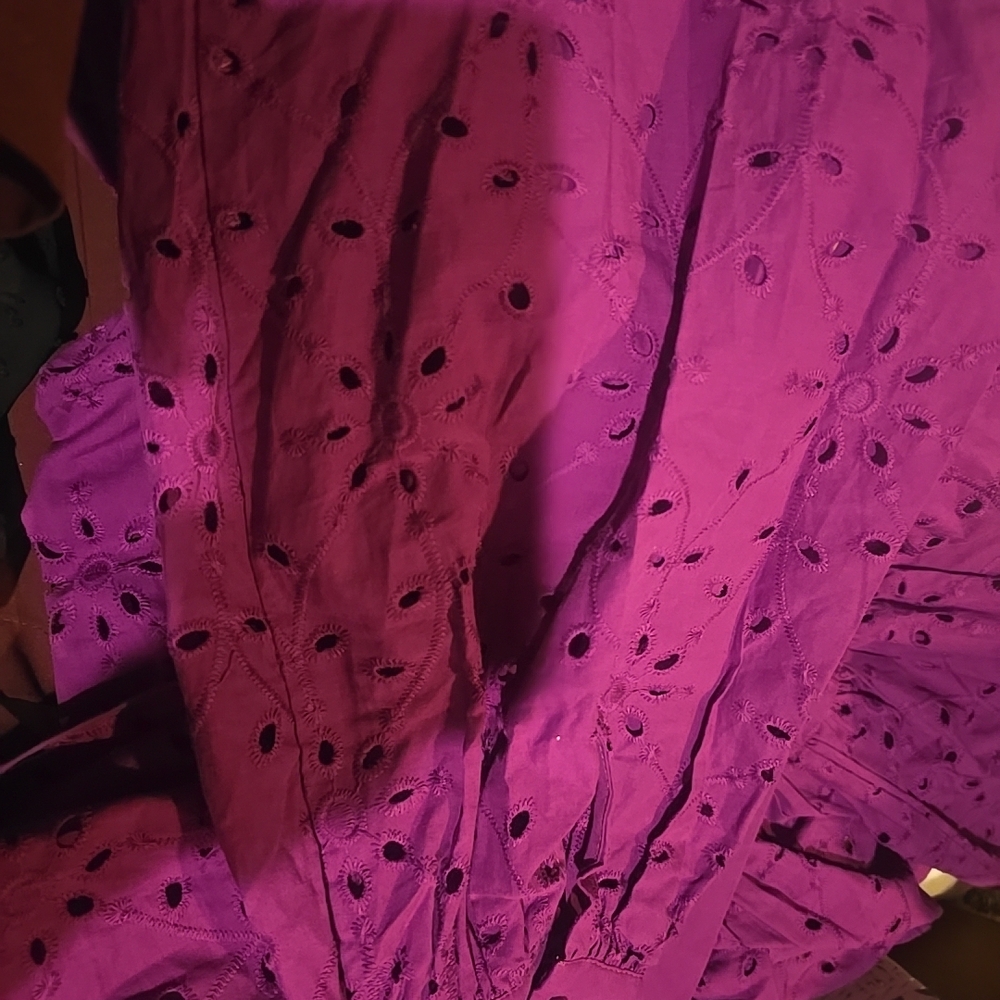 Vibrant Eyelet V-Neck Tie-Waist Dress - Picture 6 of 10